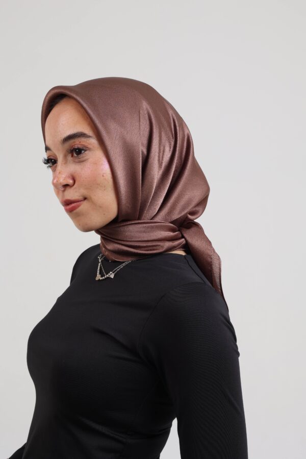 Janjan Silky Satin Square Scarf-Chocolate