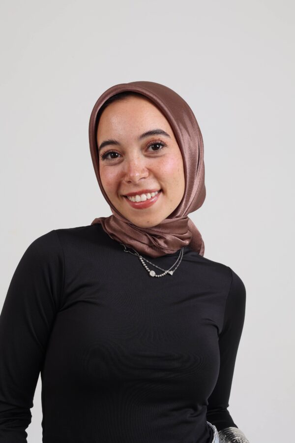 Janjan Silky Satin Square Scarf-Chocolate
