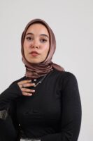 Janjan Silky Satin Square Scarf-Chocolate