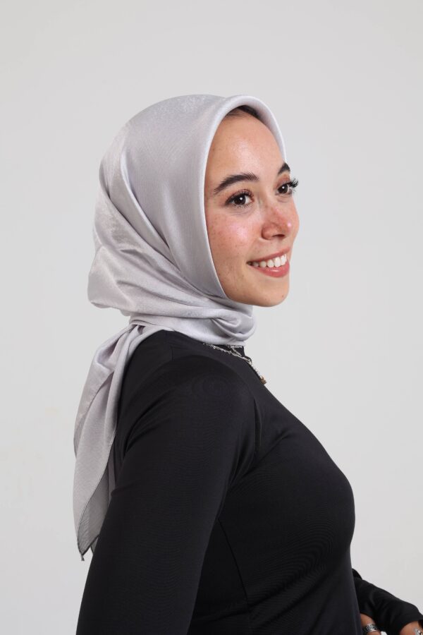 Janjan Silky Satin Square Scarf-Silver
