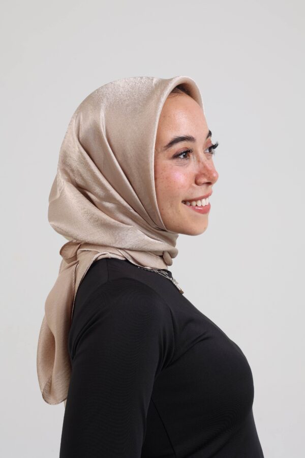 Janjan Silky Satin Square Scarf-Biscuit Beige