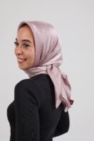 Janjan Silky Satin Square Scarf-Powder
