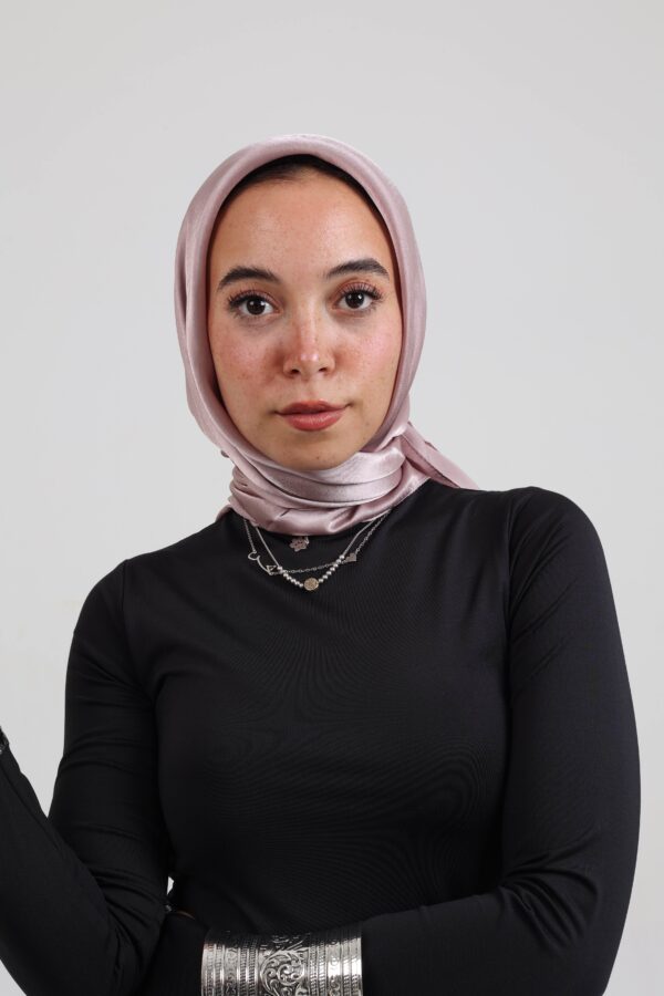 Janjan Silky Satin Square Scarf-Powder