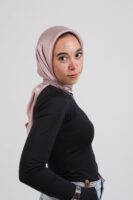Janjan Silky Satin Square Scarf-Powder