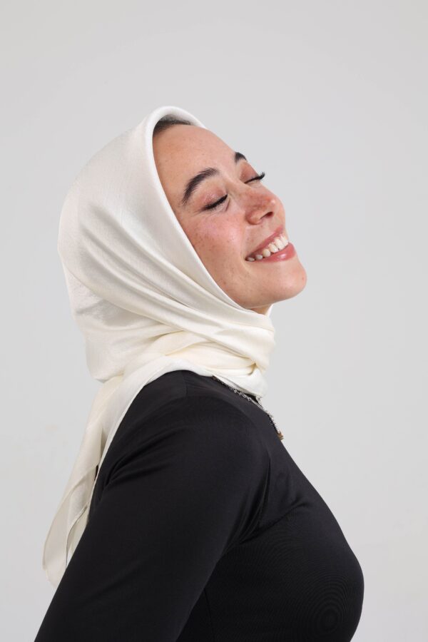 Janjan Silky Satin Square Scarf-Off White