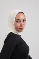 Janjan Silky Satin Square Scarf-Off White