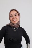 Janjan Silky Satin Square Scarf-Coffee
