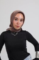Janjan Silky Satin Square Scarf-Coffee
