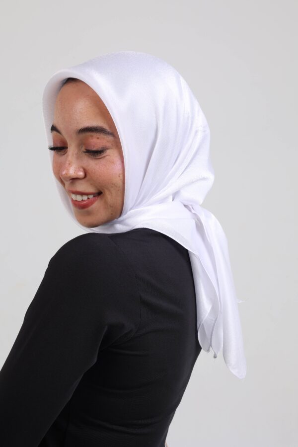Janjan Silky Satin Square Scarf-White