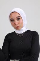 Janjan Silky Satin Square Scarf-White