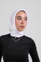 Janjan Silky Satin Square Scarf-White
