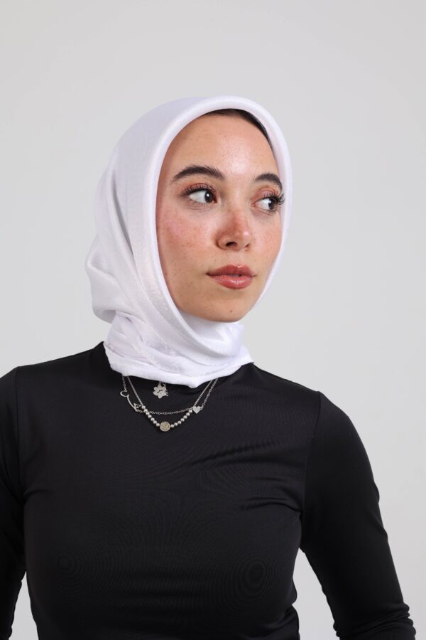 Janjan Silky Satin Square Scarf-White