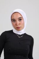 Janjan Silky Satin Square Scarf-White