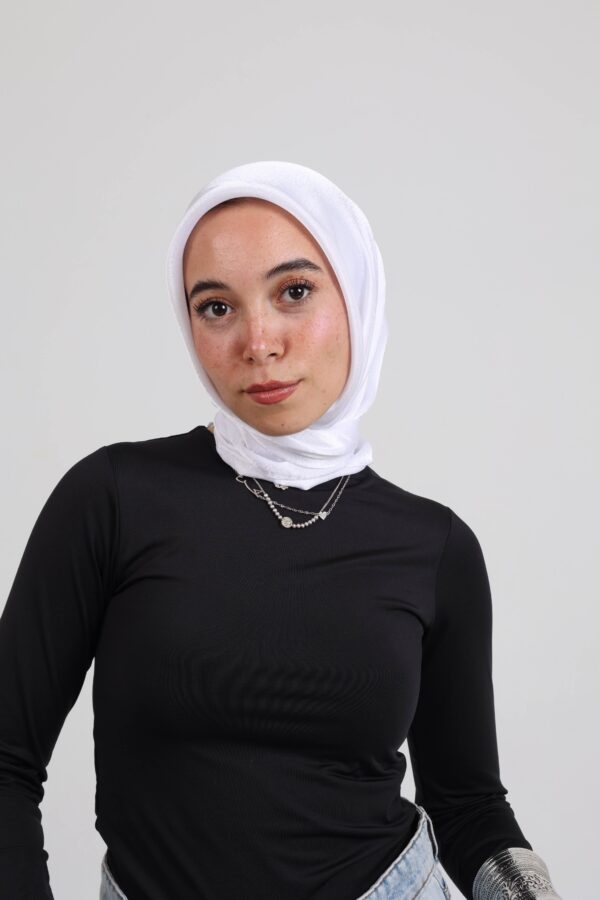 Janjan Silky Satin Square Scarf-White