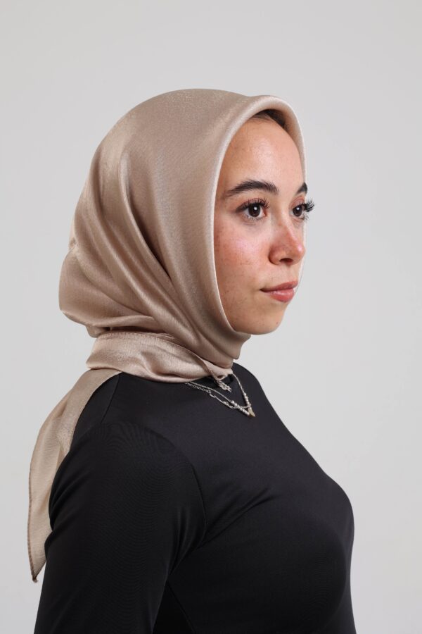Janjan Silky Satin Square Scarf-Beige