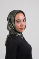 Shimmery Satin Square Scarf-Army