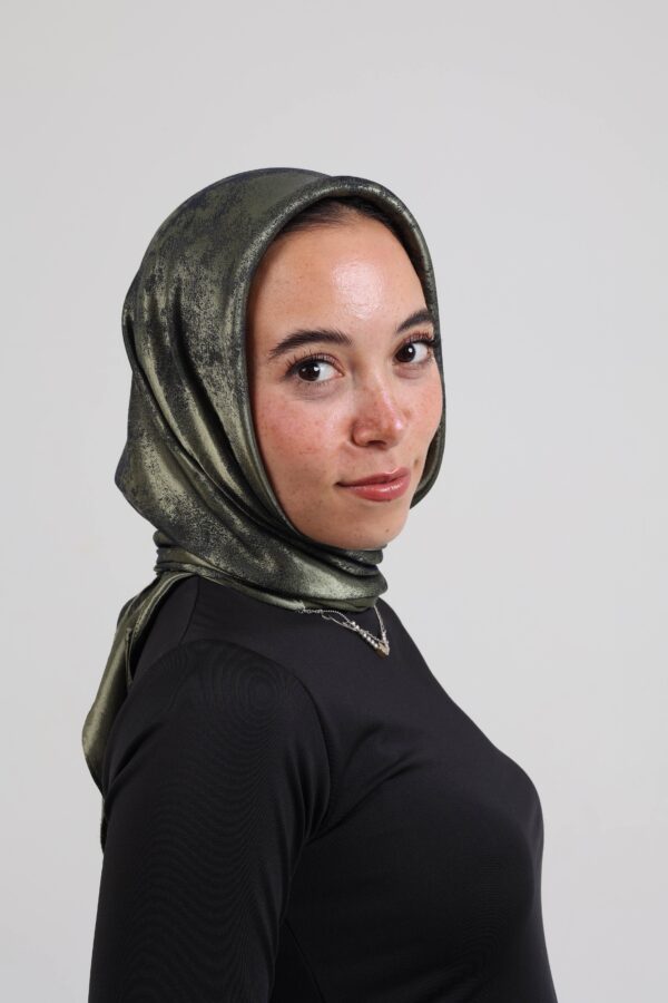 Shimmery Satin Square Scarf-Army
