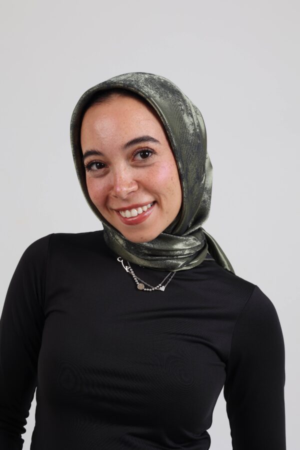 Shimmery Satin Square Scarf-Army
