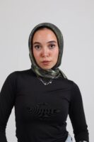 Shimmery Satin Square Scarf-Army