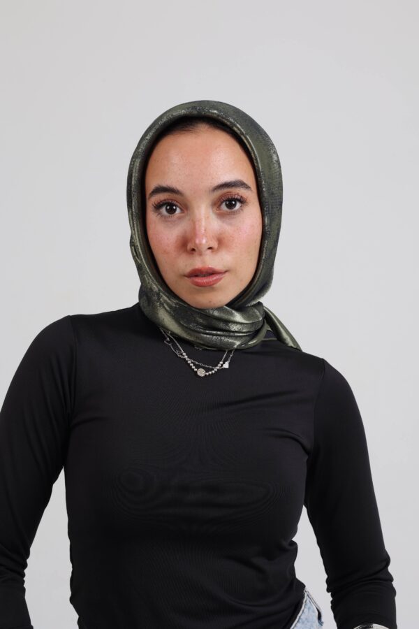 Shimmery Satin Square Scarf-Army