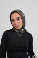 Shimmery Satin Square Scarf-Army