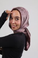 Shimmery Satin Square Scarf-Mauve