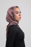 Shimmery Satin Square Scarf-Mauve