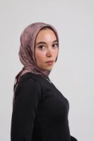 Shimmery Satin Square Scarf-Mauve