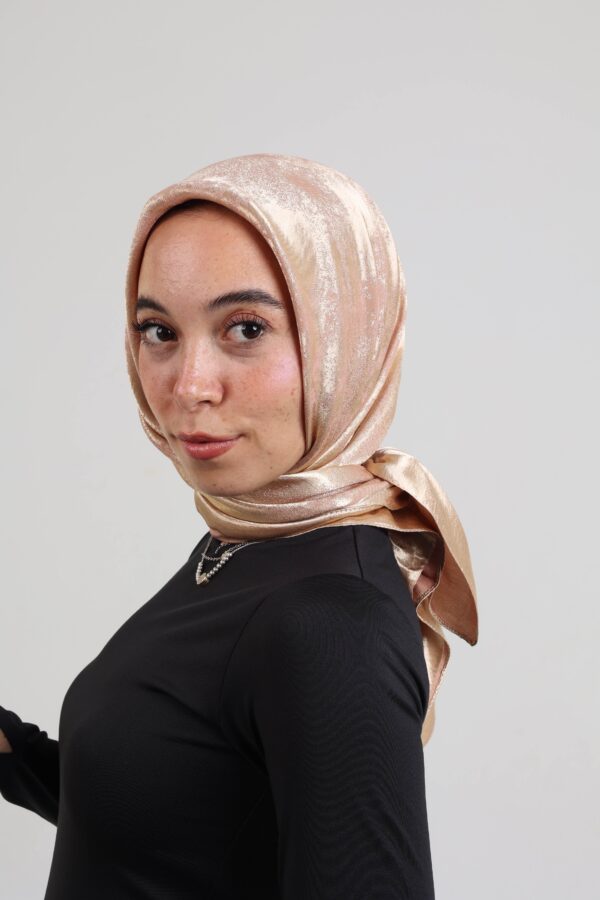 Shimmery Satin Square Scarf-Rose Gold