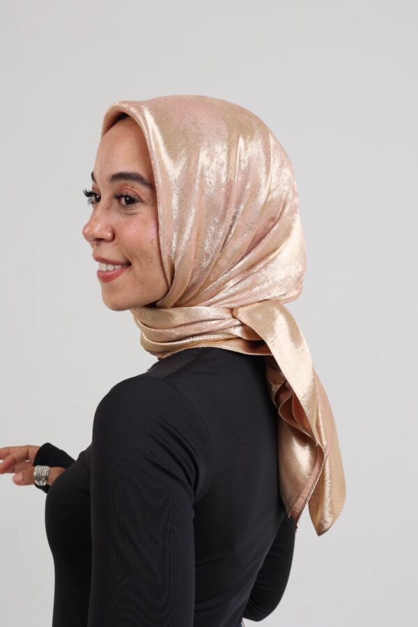 Shimmery Satin Square Scarf-Rose Gold