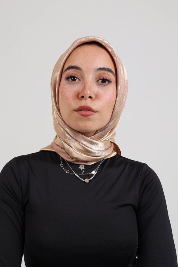 Shimmery Satin Square Scarf-Rose Gold