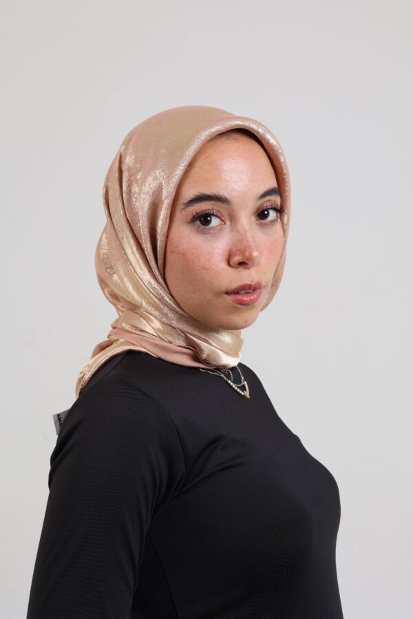 Shimmery Satin Square Scarf-Rose Gold