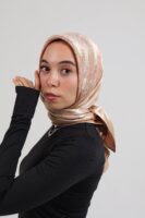 Shimmery Satin Square Scarf-Rose Gold