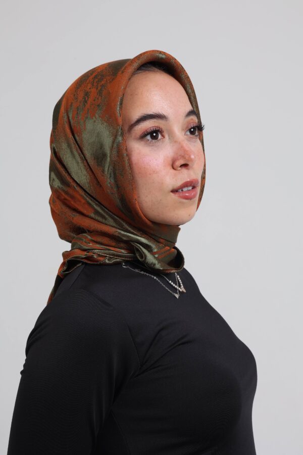 Shimmery Satin Square Scarf-Army/Havan