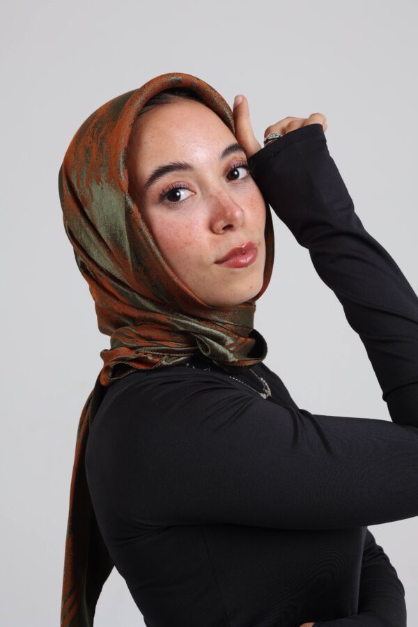 Shimmery Satin Square Scarf-Army/Havan