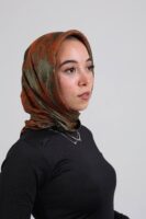 Shimmery Satin Square Scarf-Army/Havan
