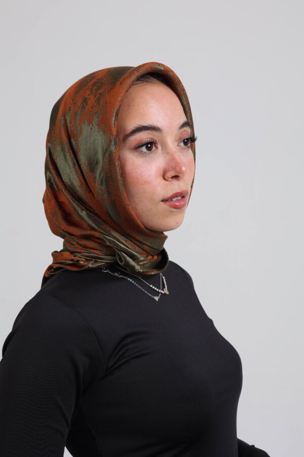 Shimmery Satin Square Scarf-Army/Havan