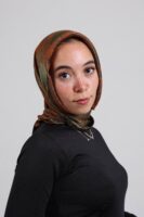 Shimmery Satin Square Scarf-Army/Havan