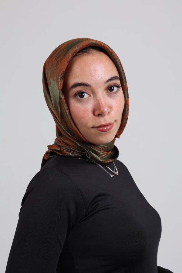 Shimmery Satin Square Scarf-Army/Havan