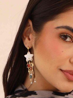 Jasper Handmade Polymer Clay Star Earrings