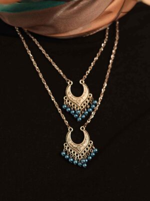 Jasper Silver Blue Pearl Necklace