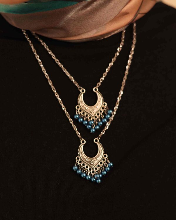 Jasper Silver Blue Pearl Necklace