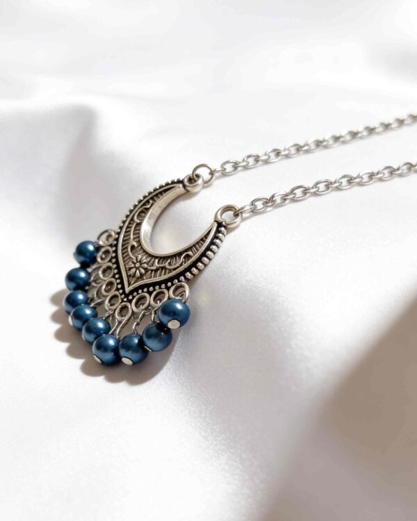 Jasper Silver Blue Pearl Necklace