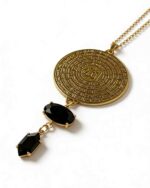 Jasper Gold Necklace with Islamic Calligraphy & Black Stones