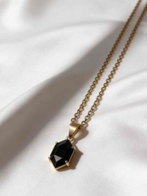 Jasper Black Glass Stone Necklace