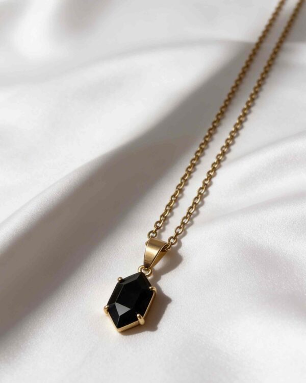 Jasper Black Glass Stone Necklace
