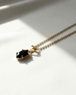 Jasper Black Glass Stone Necklace