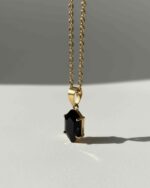 Jasper Black Glass Stone Necklace