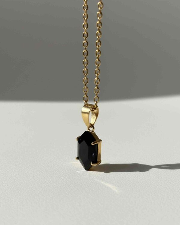 Jasper Black Glass Stone Necklace