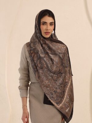 Arabian Nights Luxury Silk Scarf-Black/Brown